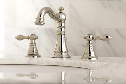 Fauceture FSC1979ACL American Classic Widespread Bathroom Faucet with Brass Pop-Up, Polished Nickel