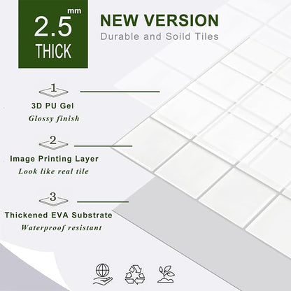 STICKGOO 10 Sheets Peel and Stick Backsplash - 9" x 9" 5D Adhesive Peel and Stick Tile Backsplash for Kitchen&Bathroom