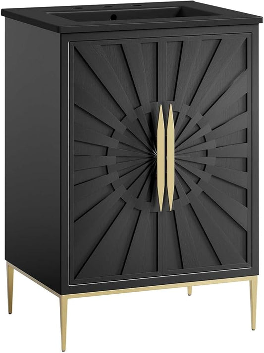 Modway Awaken Bathroom Vanity Cabinet, 24", Black Black