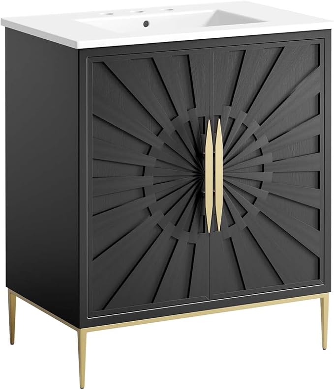 Modway Awaken Bathroom Vanity Cabinet, 30", White Black