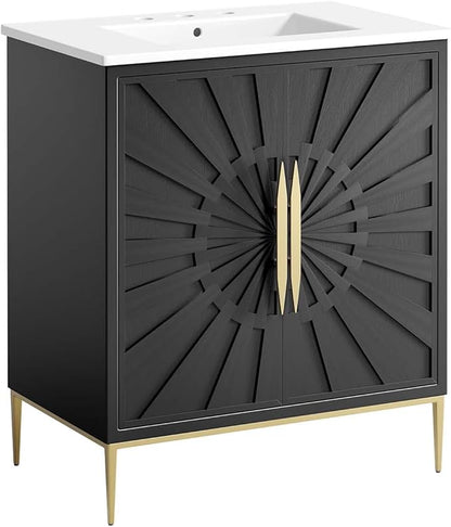 Modway Awaken Bathroom Vanity Cabinet, 30", White Black
