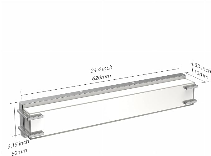 Bathroom Light Fixture Over Mirror 24.4" Vanity Light with Milky White Lampshade 4000K Daylight Brushed Nickel Bath Bar (Brushed Nickel)