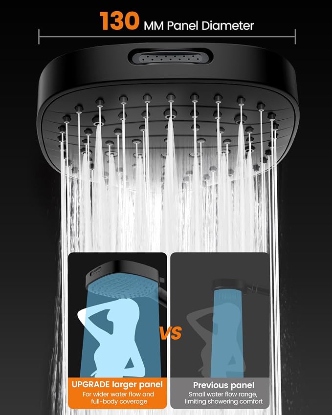 Filtered Shower Head with Handheld, High Pressure 7 Mode Black Handheld Shower Head with Hose and Filters for Hard Water, Built-in Power Wash to Clean Tub, Remove Chlorine - Reduce Dry Itchy Skin