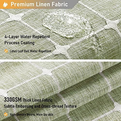 BTTN 72x80 Boho Farmhouse Linen Heavy Duty Shower Curtain Set, Sage Green