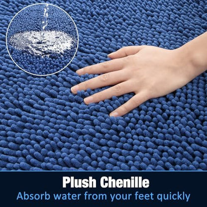 LOCHAS Luxury Bathroom Rug Shaggy Bath Mat 24 x 70 Inch, Blue