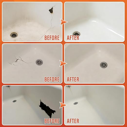 Tub Repair Kit (Color Match), for Fiberglass Shower, Acrylic Bathtub | For Chips, Cracks, Holes & Rust on Porcelain Sink, Tile, Enameled Cast Iron Tub Surround & Shower Pan Repair, White, Almond