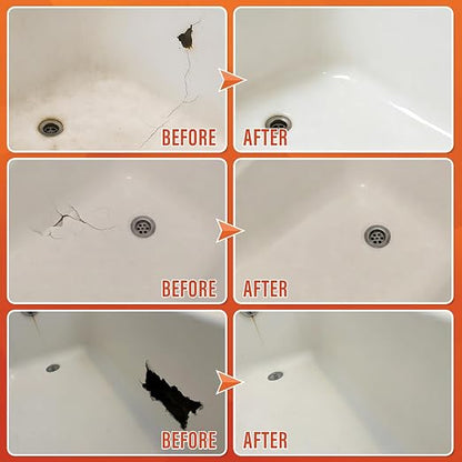 Tub Repair Kit (Color Match), for Fiberglass Shower, Acrylic Bathtub | For Chips, Cracks, Holes & Rust on Porcelain Sink, Tile, Enameled Cast Iron Tub Surround & Shower Pan Repair, White, Almond