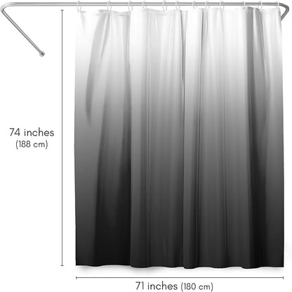 Americanflat 71x74 Grey Ombre Shower Curtain - Water-Resistant Long Shower Curtain with Durable Metal Grommets and 12 Hooks - 100% Polyester