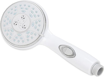 Camco RV Shower Head - Features Convenient On/Off Switch & 5 Different Spray Patterns - Designed to Conserve Potable Water - Simple to Clean w/Rubber Spray Tips - White (43711) | Conserves potable water, rubber tips for easy cleaning, 4 in diameter, 9 ...