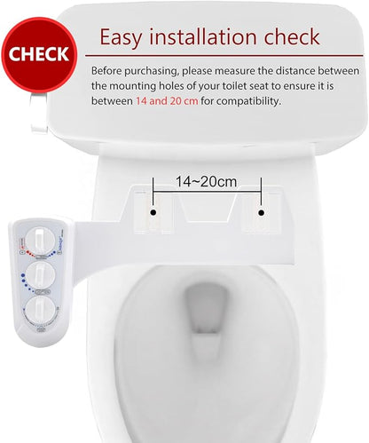 Dual Nozzle Hot and Cold Bidet- Self Cleaning Hot and Cold Water Bidet Non-Electric Mechanical Bidet Toilet Attachment - with Temperature (Silver)