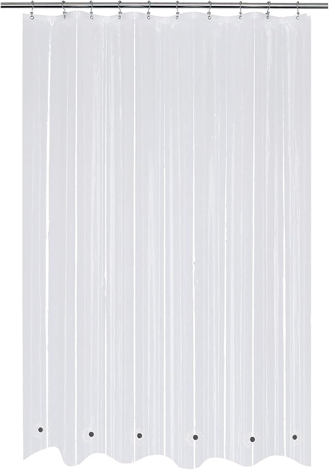 Mrs Awesome 60x72 Shower Curtain Liner with 6 Magnets Clear | 8G Thick PEVA, 10 Rustproof Grommets, Waterproof Heavy Duty Plastic Shower Curtain for Bathroom 60W x 72H inches