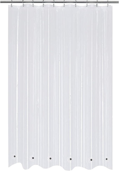 Mrs Awesome 60x72 Shower Curtain Liner with 6 Magnets Clear | 8G Thick PEVA, 10 Rustproof Grommets, Waterproof Heavy Duty Plastic Shower Curtain for Bathroom 60W x 72H inches