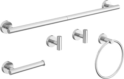 5 Pcs Chrome Bathroom Hardware Accessories Set SUS304 Stainless Steel | Towel Rack and Toilet Paper Holder Set, 26 Inch Towel Bar Set Wall Mounted by HOMEMYSTIQUE