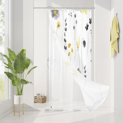 Small Stall 3 in 1 Shower Curtain Set, 36x72 | Narrow Half 3 in 1 Shower Curtain Set, PEVA Liner Set & 12 Double Sided Steel Hooks, Waterproof Fabric Bathroom Curtain