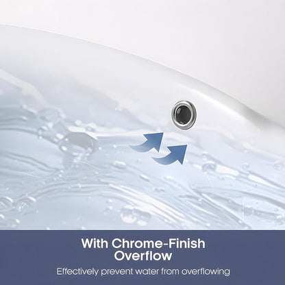 NUESTRA VIDA 23×15.2×7.7 inch Bathroom Vessel Sink, Modern Egg Shape Vanity Sink Above Counter Art Basin with Overflow, Oval Vessel Sink Bowl for Vanity Surface Mounted, Glossy White