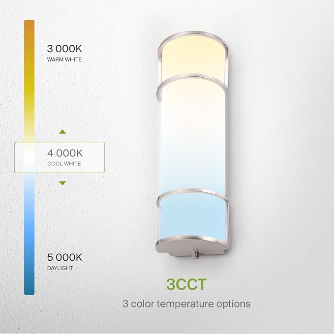 ASD LED 18 Inch Flush Mount Vanity Lighting Fixture | 20W 1650LM 3000K-5000K 120V | 3CCT, Dimmable, Energy Star, ETL Listed | Bathroom Linear Wall Light Bar, Long Tube Bath Sconce | Nickel, 4 Pack