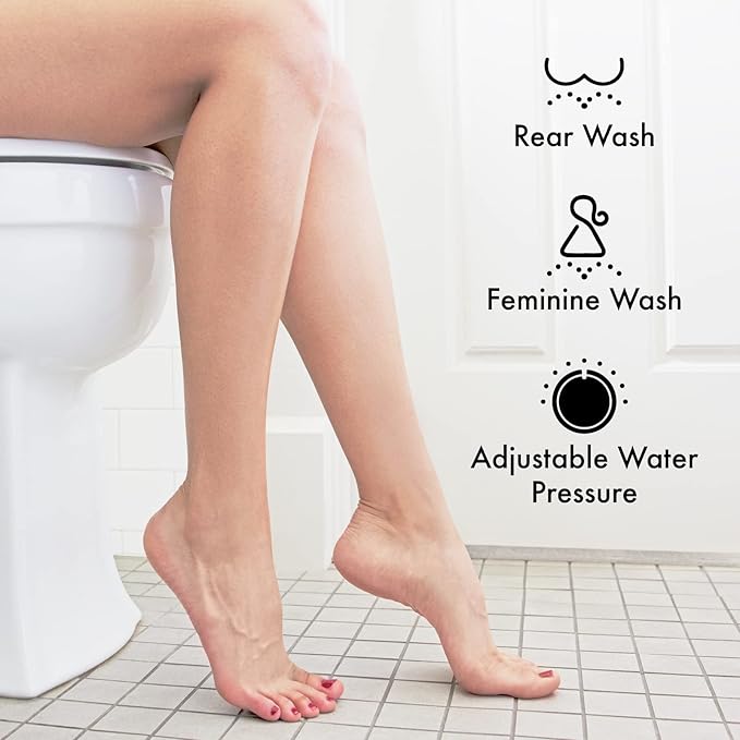 Bidet Attachment for Existing Toilet Seats, Ultra-Slim, Non Electric, Dual Nozzle, Rear & Feminine Wash, Fresh Cold Water Sprayer, Badays Bedets Bedits Badette Bidgets, Silver
