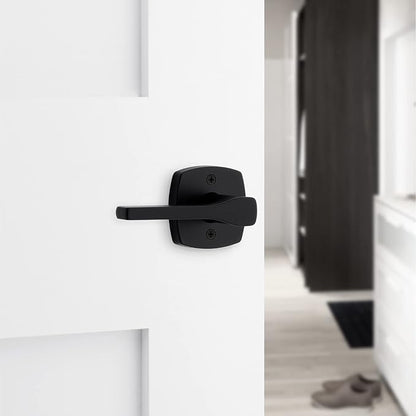 Kwikset Tripoli Lever Interior Privacy Door Handle with Lock, Door Lever for Bathroom and Bedroom, Matte Black Reversible Keyless Turn Lock, with Microban Protection (Pack of 10)