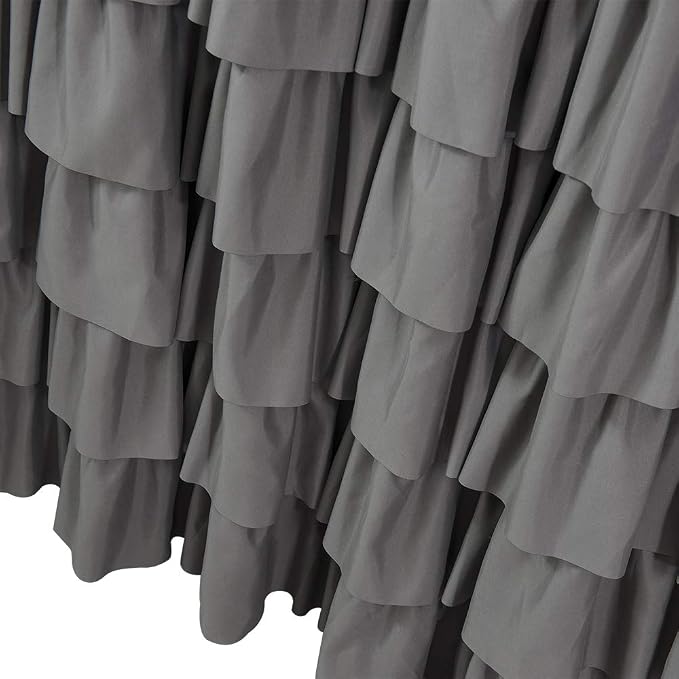 Gray Ruffle Shower Curtains For Bathroom, 36x72 Inch, Farmhouse Chic Look | Handcrafted Ruched Ruffles, 36 x 72 inch, Soft Brushed Microfiber, 12 Hooks Inclouded, Machine Washable, Boho Home Decorator