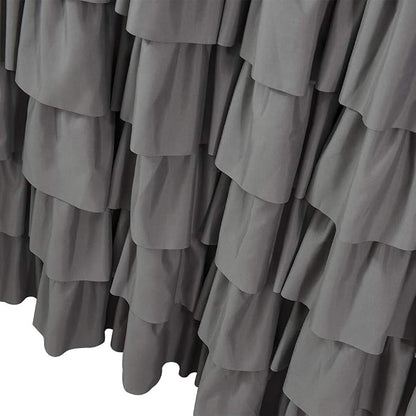 Gray Ruffle Shower Curtains For Bathroom, 36x72 Inch, Farmhouse Chic Look | Handcrafted Ruched Ruffles, 36 x 72 inch, Soft Brushed Microfiber, 12 Hooks Inclouded, Machine Washable, Boho Home Decorator