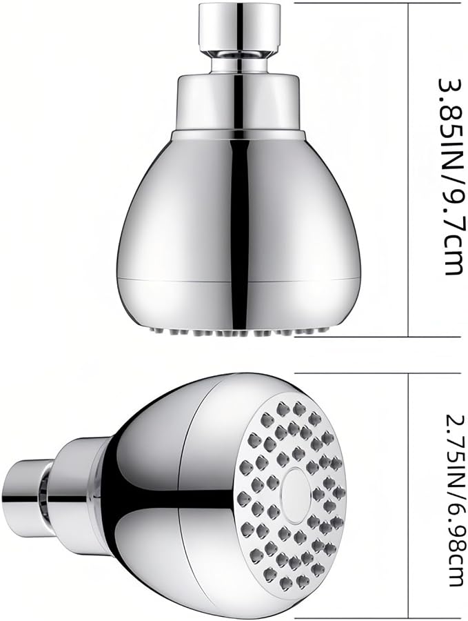 High Pressure Shower Head 3" Chrome - 360° Rotating Self-Cleaning Jets, Water Saving Flow Optimizer, Easy Install & Rustproof ABS, Spa Rainfall Spray for Adults/Elderly