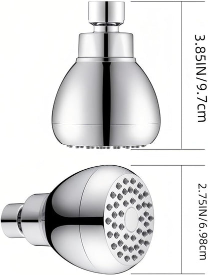 High Pressure Shower Head 3" Chrome - 360° Rotating Self-Cleaning Jets, Water Saving Flow Optimizer, Easy Install & Rustproof ABS, Spa Rainfall Spray for Adults/Elderly