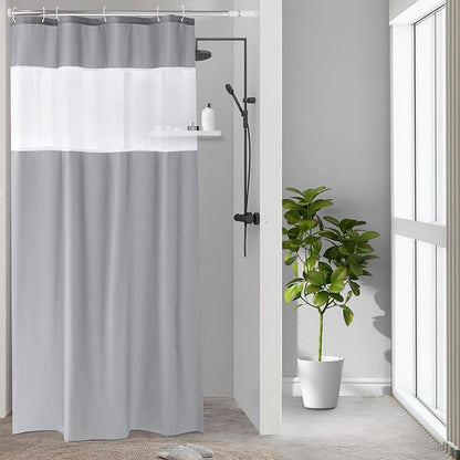 UFRIDAY Stall Shower Curtain 36 x 72 inches, Small Gray Polyester Fabric Shower Curtain for Bathroom with Rustproof Metal Grommets for Narrow Stall Size, Water Resistant, Machine Washable,Grey