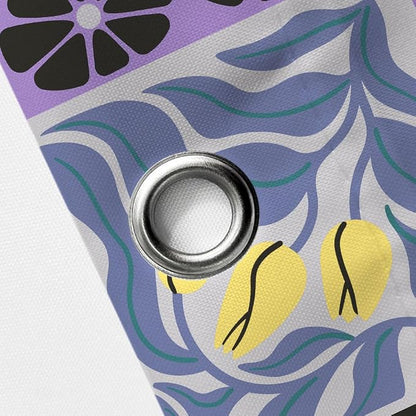 JAWO Retro Shower Curtain Vintage Abstract Boho Floral Shower Curtains for Bathroom Decor Purple Yellow Botanical Geometric Groovy Aesthetic Pattern Shower Curtain Sets with Hooks, 47X64IN