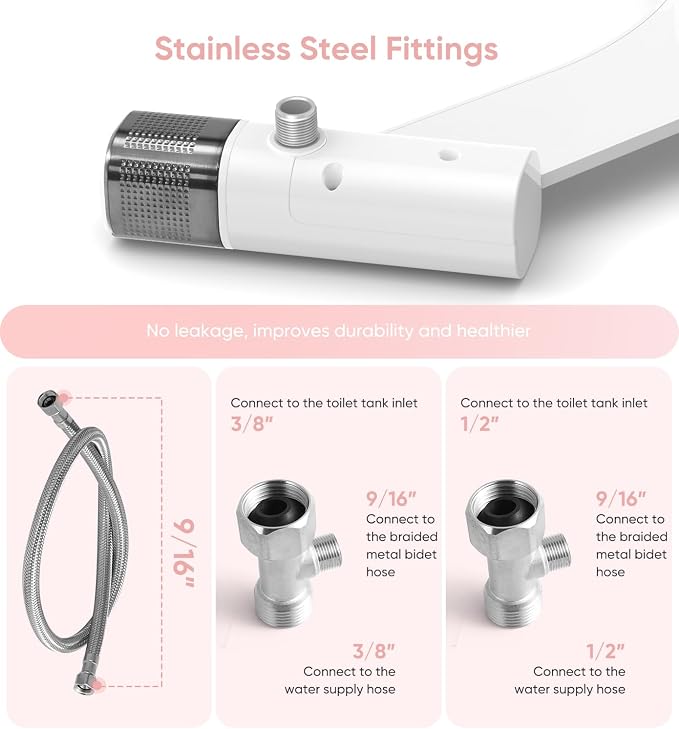 Ultra-Slim Bidet Attachment, Posterior&Feminine Wash-(Retractable Dual Nozzles), Non-Electric Bidet Attachment for Toilet Seat, Adjustable Fresh Cold Water Pressure (BlackChrome)