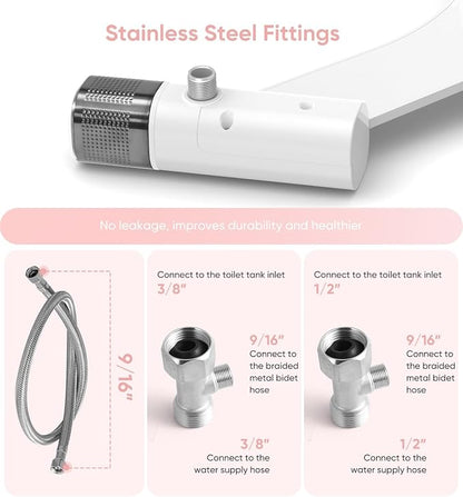 Ultra-Slim Bidet Attachment, Posterior&Feminine Wash-(Retractable Dual Nozzles), Non-Electric Bidet Attachment for Toilet Seat, Adjustable Fresh Cold Water Pressure (BlackChrome)