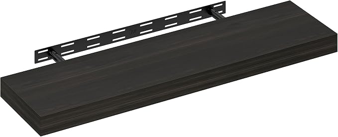 Furinno Tanna Floating Shelves for Wall, 9 x 35 Wall Shelf, Single Set Wall Mounted Floating Shelf with Invisible Bracket, 2-Inch Thick, for Bathroom, Living Room, Bedroom, Home Office, Tobacco Oak