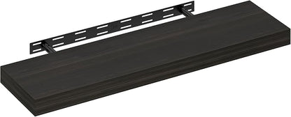 Furinno Tanna Floating Shelves for Wall, 9 x 35 Wall Shelf, Single Set Wall Mounted Floating Shelf with Invisible Bracket, 2-Inch Thick, for Bathroom, Living Room, Bedroom, Home Office, Tobacco Oak