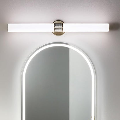 Kichler Sashi 32" LED Large Bath Bar with White Glass in Champagne Bronze, Modern, for Vanity, Fireplace, Buffet, Hallway, Vanity Mirror, (32" W x 5" H) 55193CPZLED