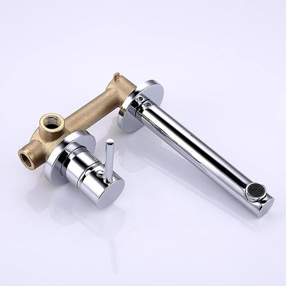 SUMERAIN Wall Mount Faucet for Bathroom Sink, Modern Chrome Bathroom Faucet Single Handle with Brass Valve
