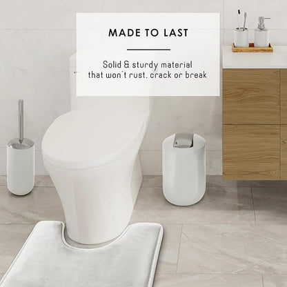 Clara Clark Bathroom Set - White Bathroom Accessories Set, 20PC Bathroom Accessory Set, Shower Curtain Set with Liner, Toothbrush Holder, Soap Dispenser, Soap Dish, Toilet Brush Holder, and Trash Can