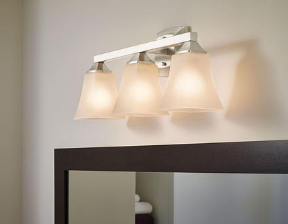 Moen YB5163ORB Voss 3-Light Dual-Mount Bath Bathroom Vanity Fixture with Frosted Glass, Oil-Rubbed Bronze