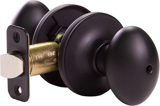 Design House 779181 Egg Privacy Bed and Bath Door Knob Matte Black