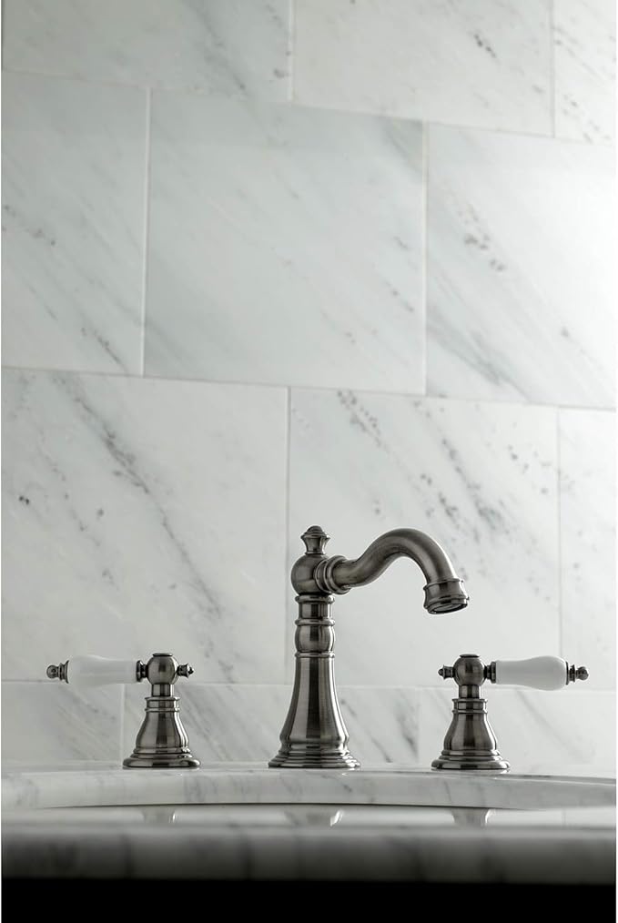 Fauceture FSC1974APL American Patriot Widespread Bathroom Faucet with Brass Pop-Up, Black Stainless