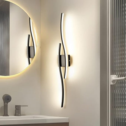 Black Vanity Lighting 31 Inch 18W Metal Linear Wall Mounted Lamp Fixtures Modern Wall Sconce Bathroom Bedroom Wall Lighting for Mirror 4000K…