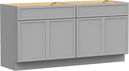 Vanity Art 72 Inch Bathroom Vanity Base Cabinet Double Sink Top (Without Sink), Soft Closing Door, Storage Unassembled Cabinet, Grey, 2ea 36 Inch Cabinet Combo