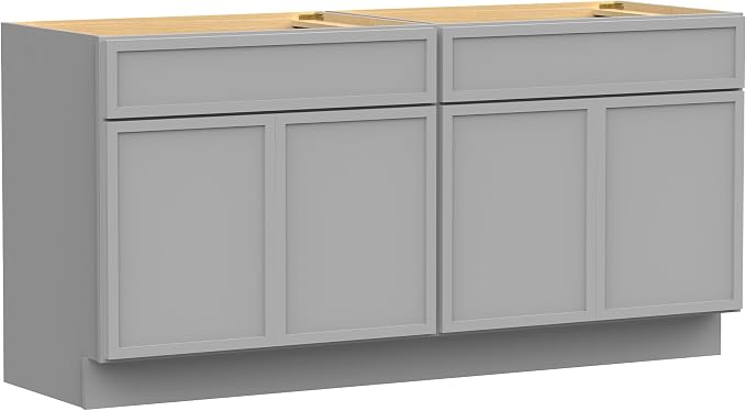 72 Inch Bathroom Vanity Base Only, Double Vanity Cabinet with Soft Closing Door, 2ea 36 inch Cabinet, Without Top,Grey