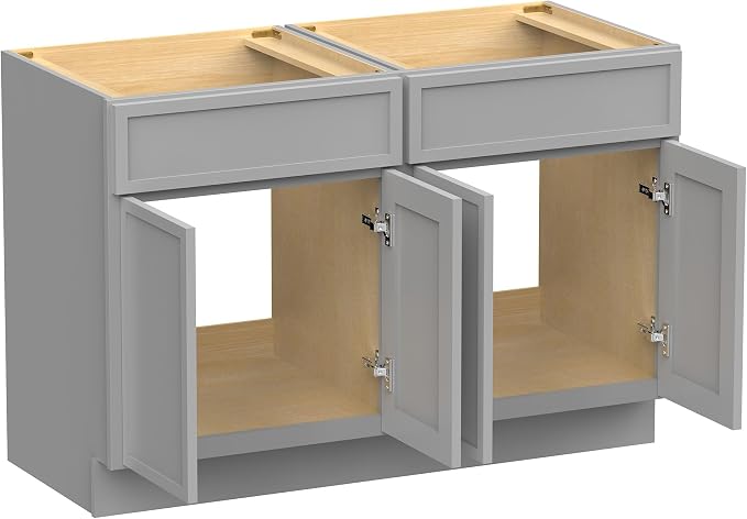 48 Inch Bathroom Vanity Base Only, Double Vanity Cabinet with Soft Closing Door, 2ea 24 inch Cabinet, Without Top,Grey