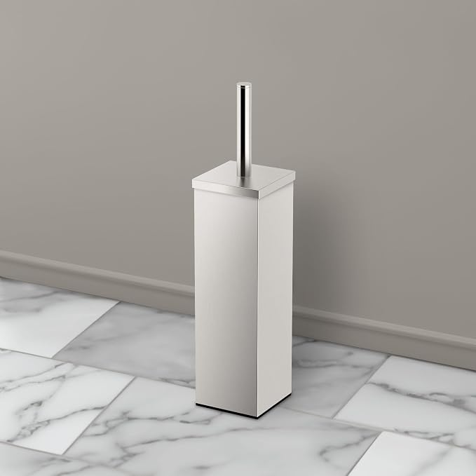 Gatco 1489 Elegant Square Toilet Brush Holder, Satin Nickel