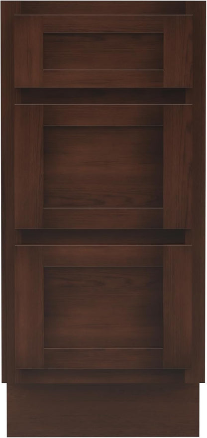 Vanity Art 15 Inch Bathroom Vanity Small Base Cabinet with 3 Soft Closing Shaker Drawers, Strudy Floor Mount Cabinets for Storage Shaving, Washroom Accessories, VA4015-3B