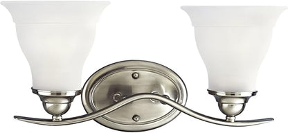 Progress Lighting 2-Light Etched Glass Traditional Bath Vanity Light, Trinity Collection, Indoor, P3191-09, Brushed Nickel