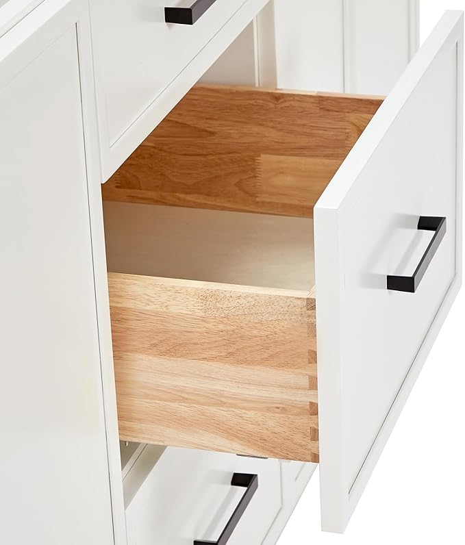 ARIEL Kelly 72-inch Bathroom Vanity with Sink,Solid Wood, 1.5-inch Italian Carrara Marble Countertop & Backsplash, Double Rectangular Porcelain Sink, 4 Soft Closing Doors, 5 Dovetail Drawers, White
