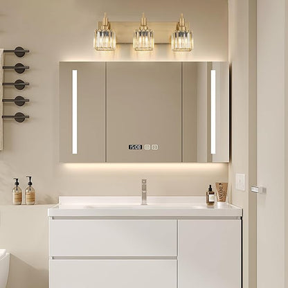 Gold Bathroom Vanity Lights - 3 Lights Crystal Bathroom Lighting Fixtures Over Mirror Modern Gold Crystal Wall Light