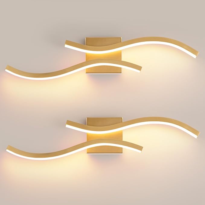 2 Packs Gold Bathroom Vanity Light Fixture,24in 5CCT Dimmable Modern Led Bathroom Light Fixtures Over Mirror, 26W LED Vanity Lighting Bar for Bathrooms (Gold,2 Packs, 24inch)