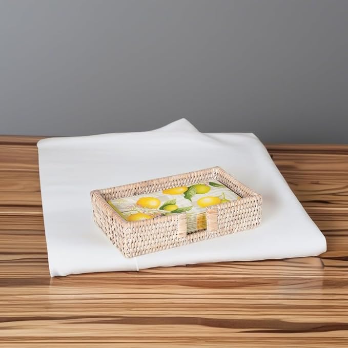 KOUBOO La Jolla Rectangular Guest Towel, Dining Table, Elegent Napkin Holder, Farmhouse Styles, Centerpieces, Bathroom Decor, Beige/White-Wash