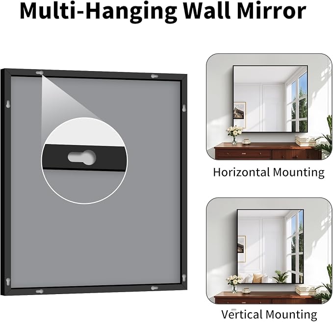Koonmi Black Bathroom Mirror for Over Sink,Metal Framed 36"x40" Wall Mirror